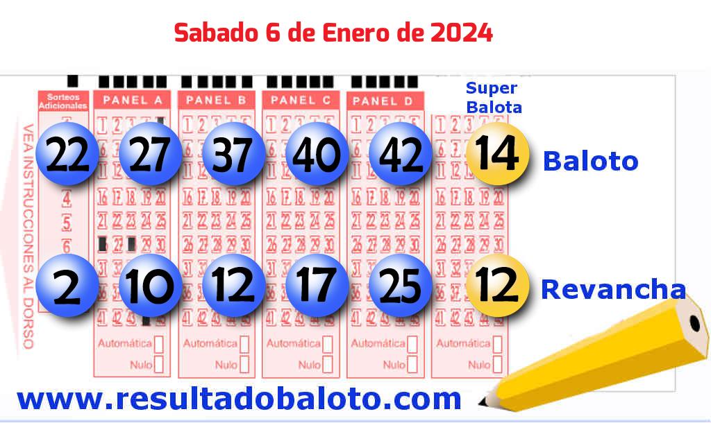 Baloto Sábado 6 De Enero De 2024. Premios Del Día