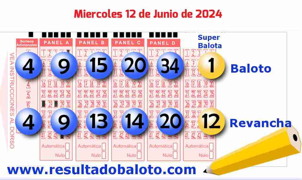 Baloto del Miércoles 12 de Junio de 2024