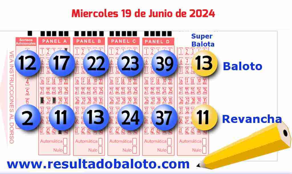 Baloto del Miércoles 19 de Junio de 2024