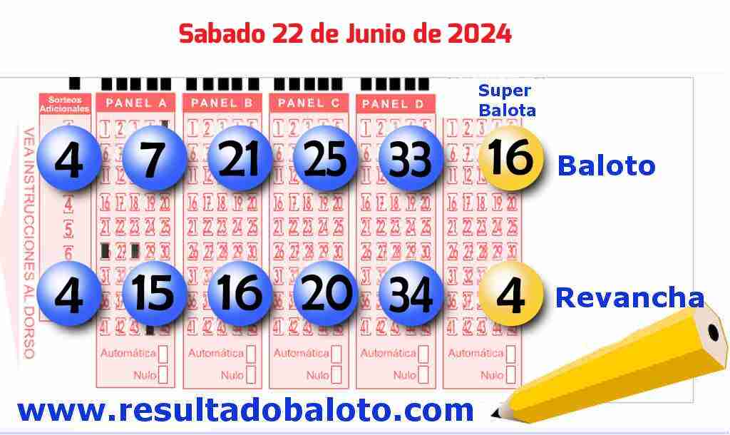 Baloto del Sábado 22 de Junio de 2024