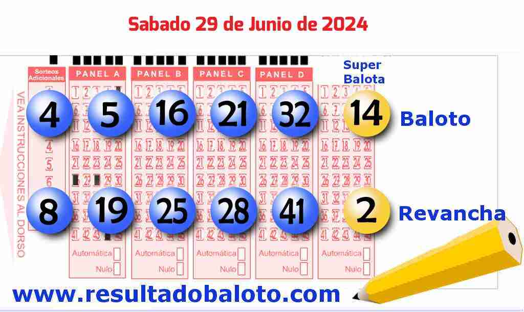 Baloto del Sábado 29 de Junio de 2024