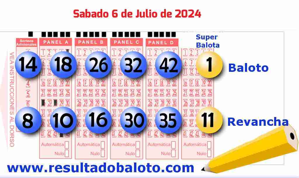 Baloto del Sábado 6 de Julio de 2024