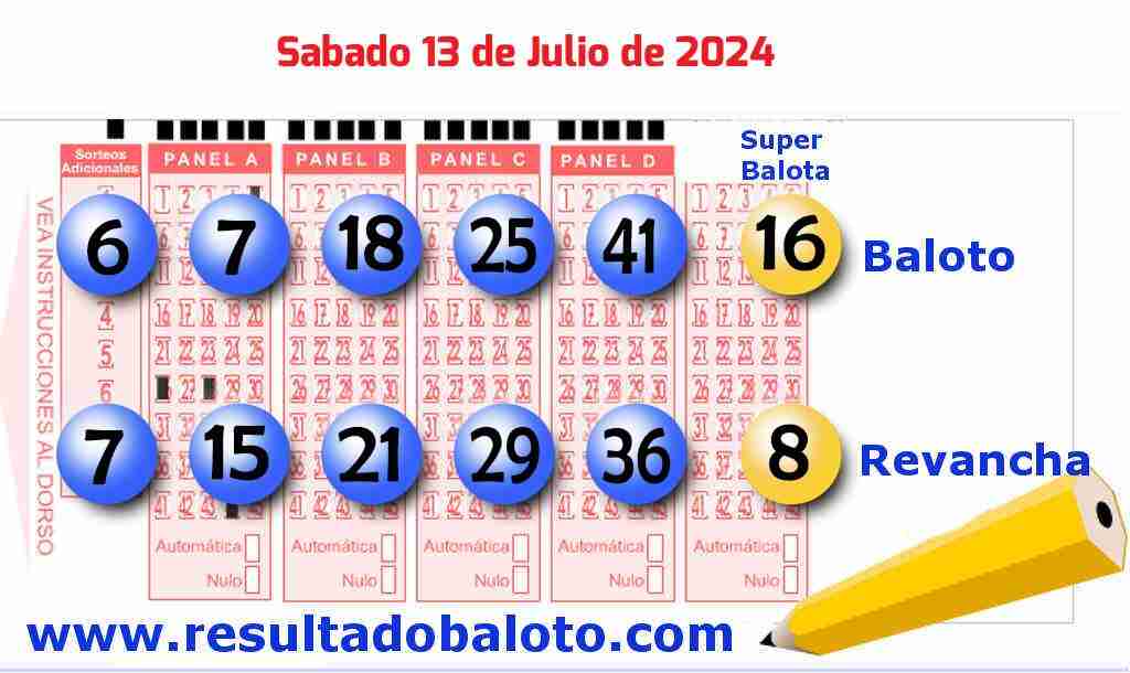 Baloto del Sábado 13 de Julio de 2024