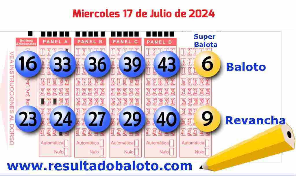 Baloto del Miércoles 17 de Julio de 2024