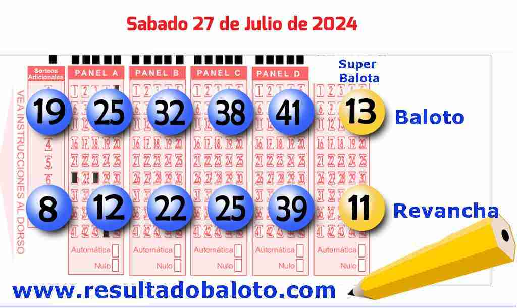 Baloto del Sábado 27 de Julio de 2024