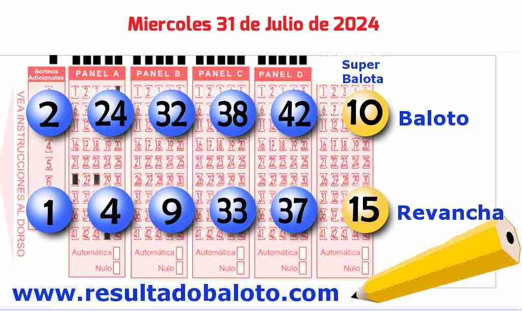 Baloto del Miércoles 31 de Julio de 2024