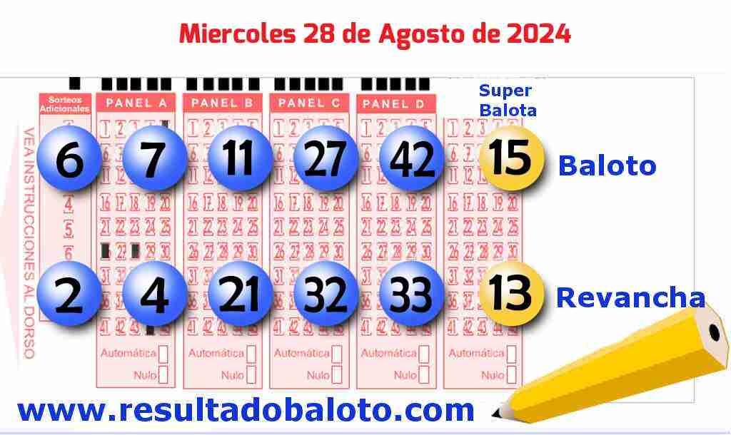 Baloto del Miércoles 28 de Agosto de 2024