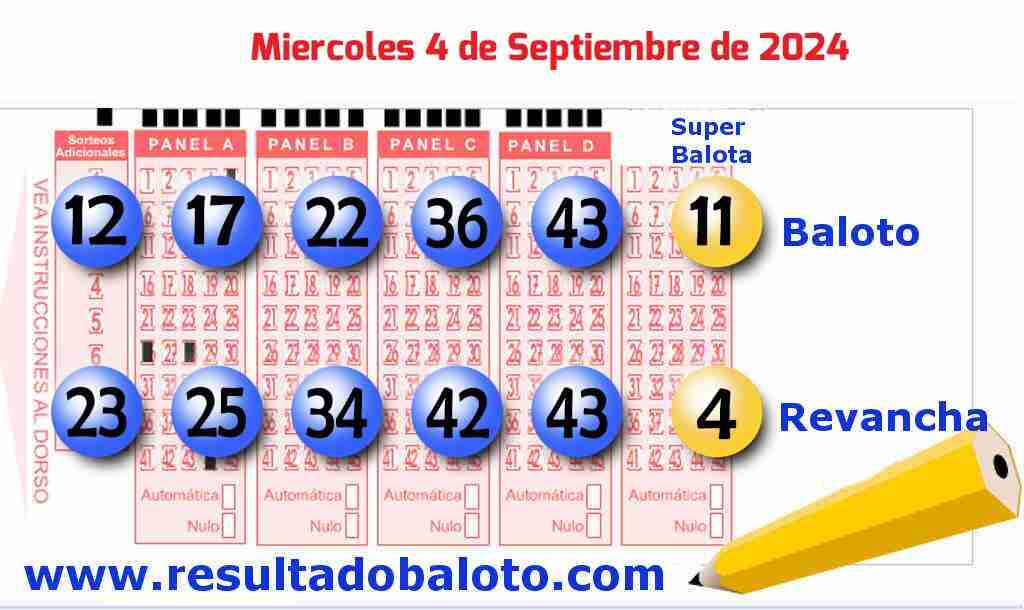 Baloto del Miércoles 4 de Septiembre de 2024