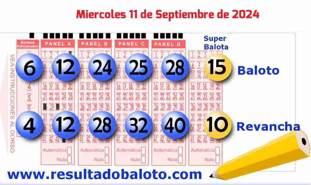 Baloto del Miércoles 11 de Septiembre de 2024