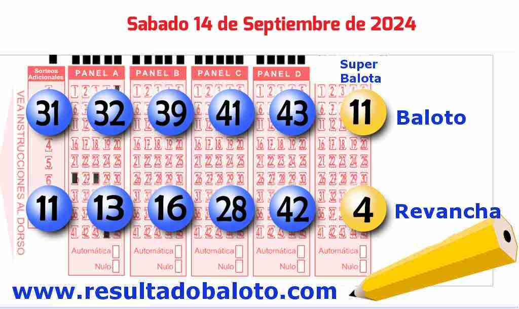 Baloto del Sábado 14 de Septiembre de 2024