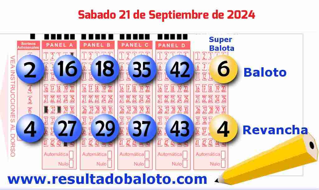 Baloto del Sábado 21 de Septiembre de 2024