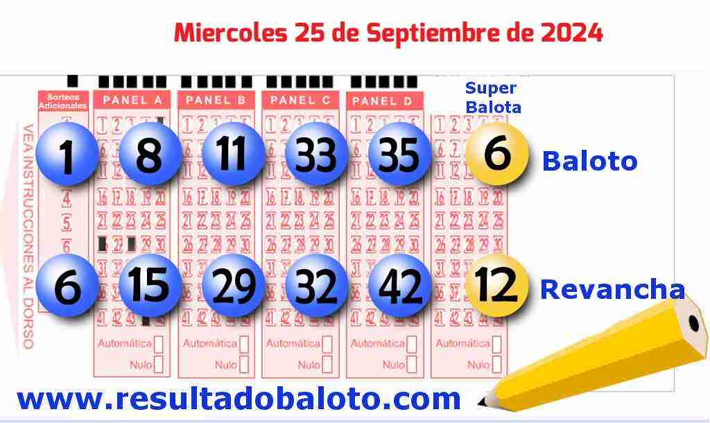 Baloto del Miércoles 25 de Septiembre de 2024