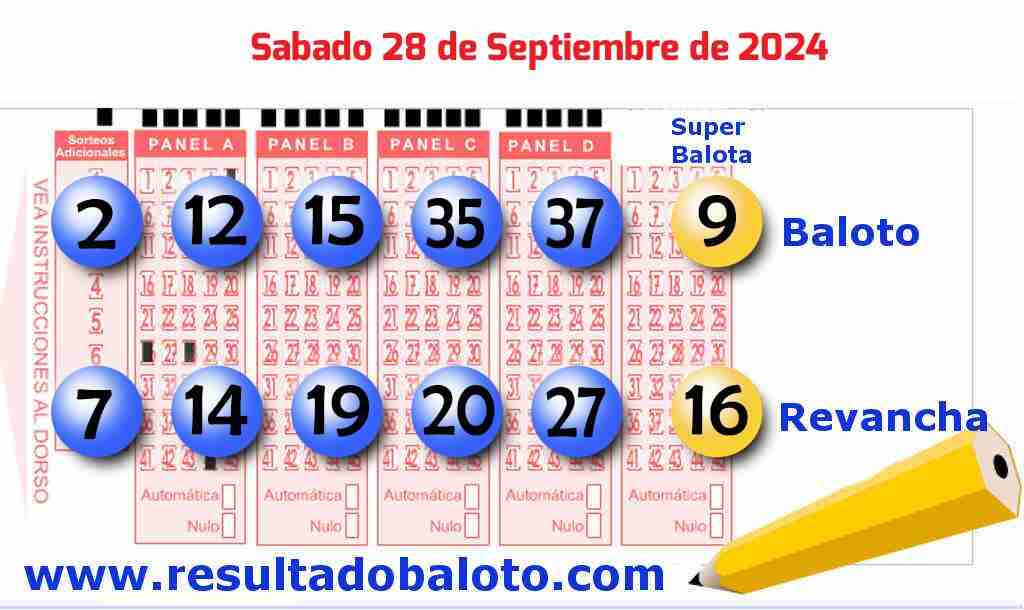 Baloto del Sábado 28 de Septiembre de 2024