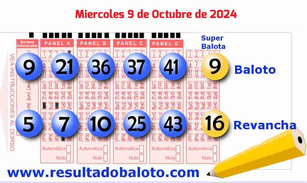 Baloto del Miércoles 9 de Octubre de 2024