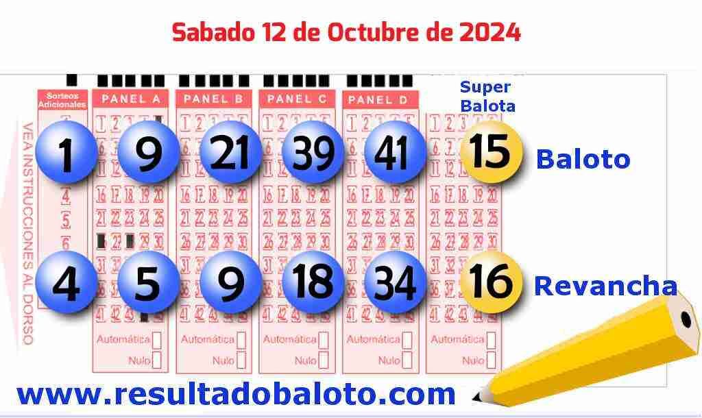 Baloto del Sábado 12 de Octubre de 2024