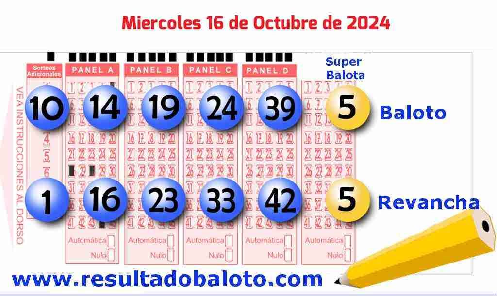 Baloto del Miércoles 16 de Octubre de 2024