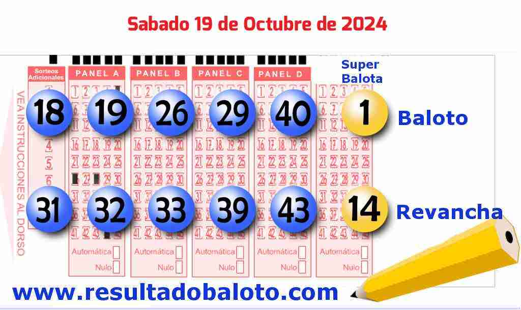 Resultado del Baloto del Sábado 19 de Octubre de 2024