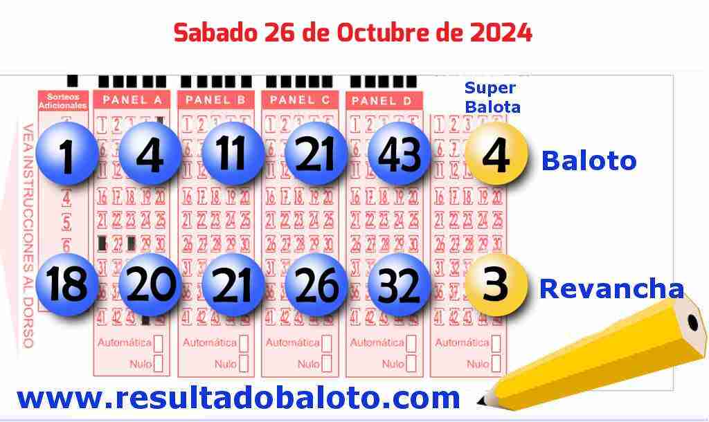 Baloto del Sábado 26 de Octubre de 2024