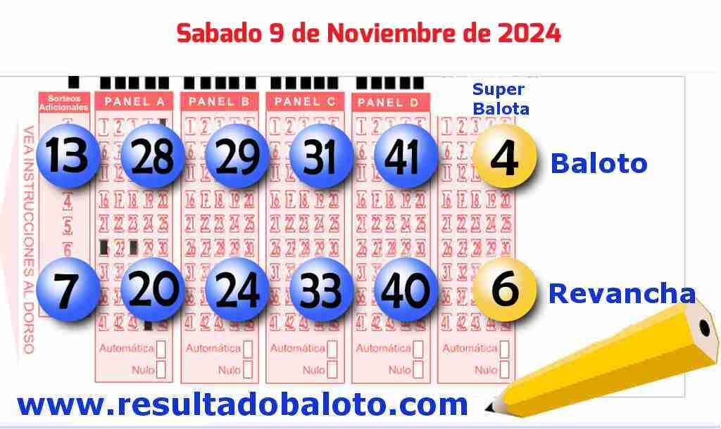 Baloto del Sábado 9 de Noviembre de 2024