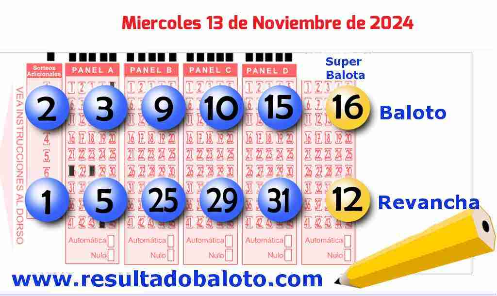 Baloto del Miércoles 13 de Noviembre de 2024