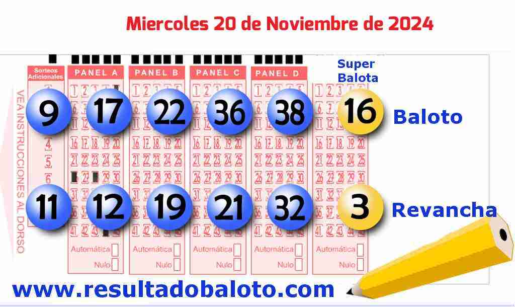 Baloto del Miércoles 20 de Noviembre de 2024