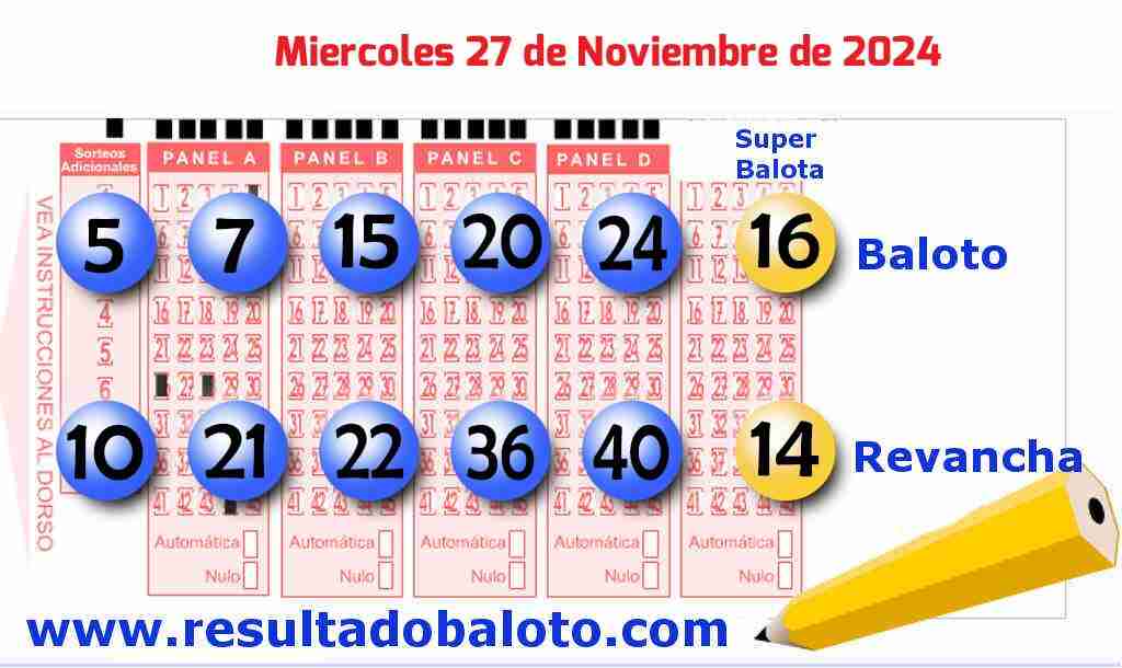 Baloto del Miércoles 27 de Noviembre de 2024