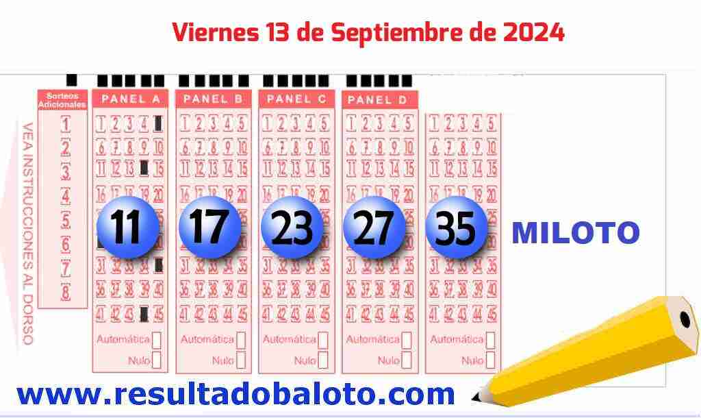 Miloto del Viernes 13 de Septiembre de 2024