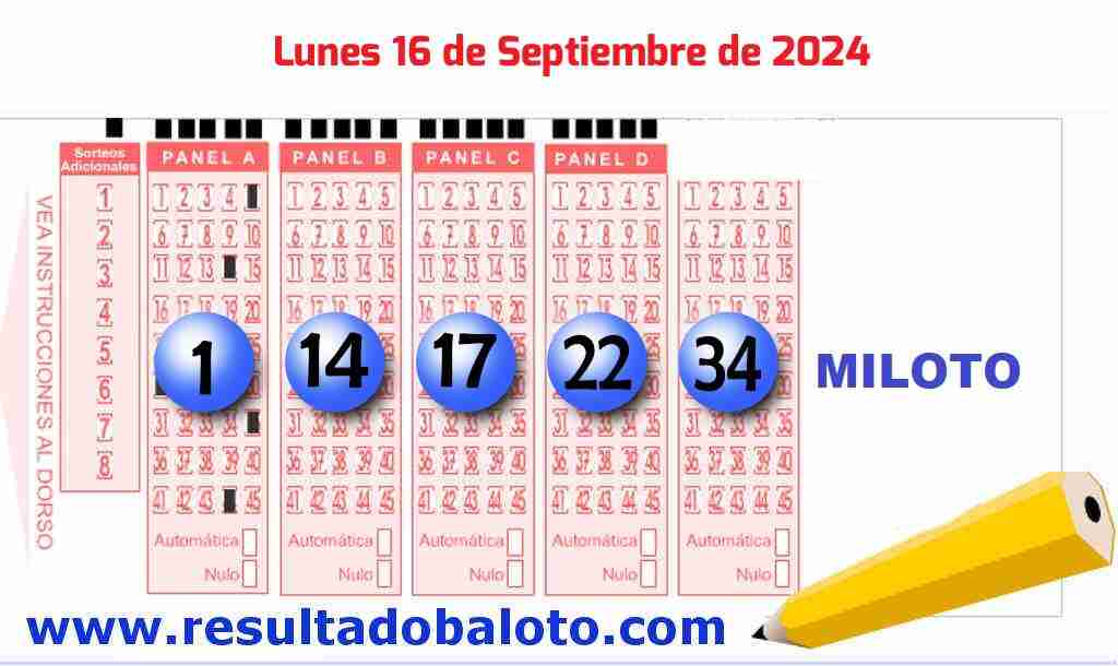 Miloto del Lunes 16 de Septiembre de 2024