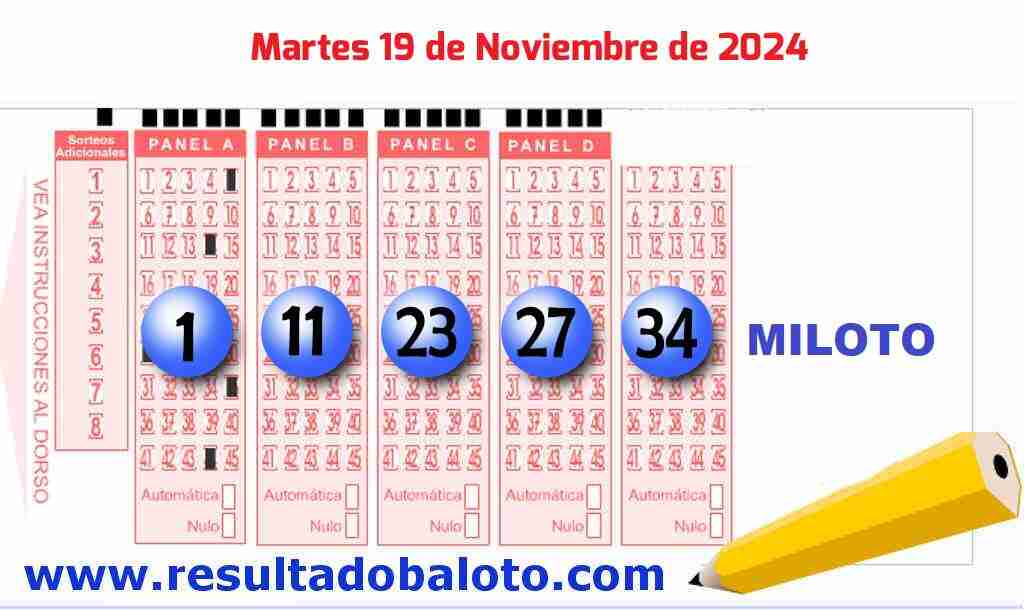 Resultado del Miloto del Martes 19 de Noviembre de 2024