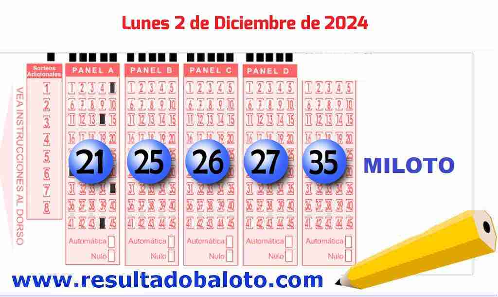 Miloto del Lunes 2 de Diciembre de 2024