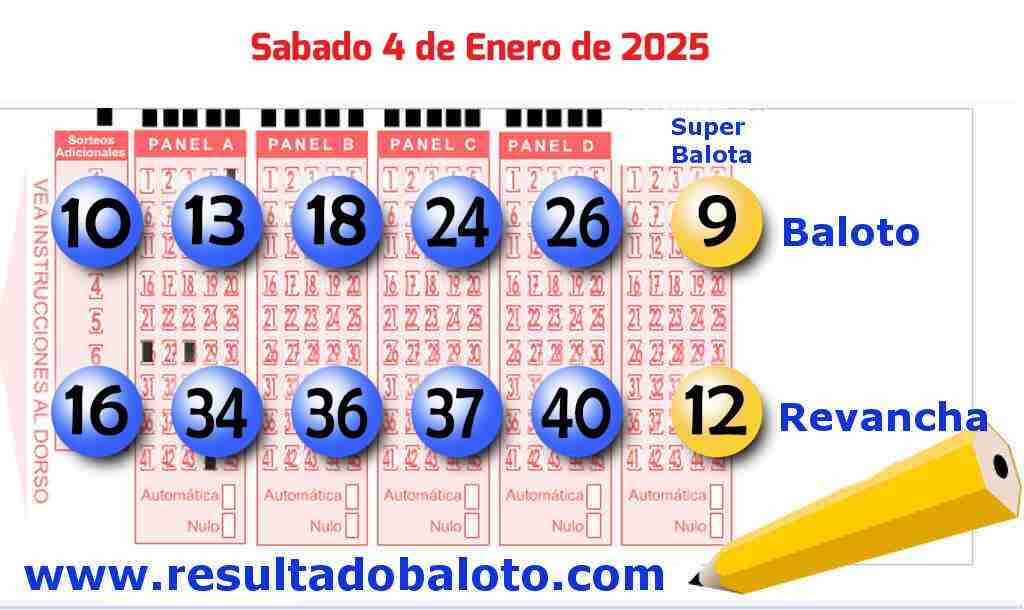 Baloto del Sábado 4 de Enero de 2025