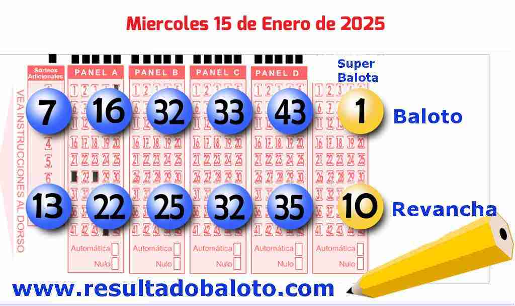 Baloto del Miércoles 15 de Enero de 2025