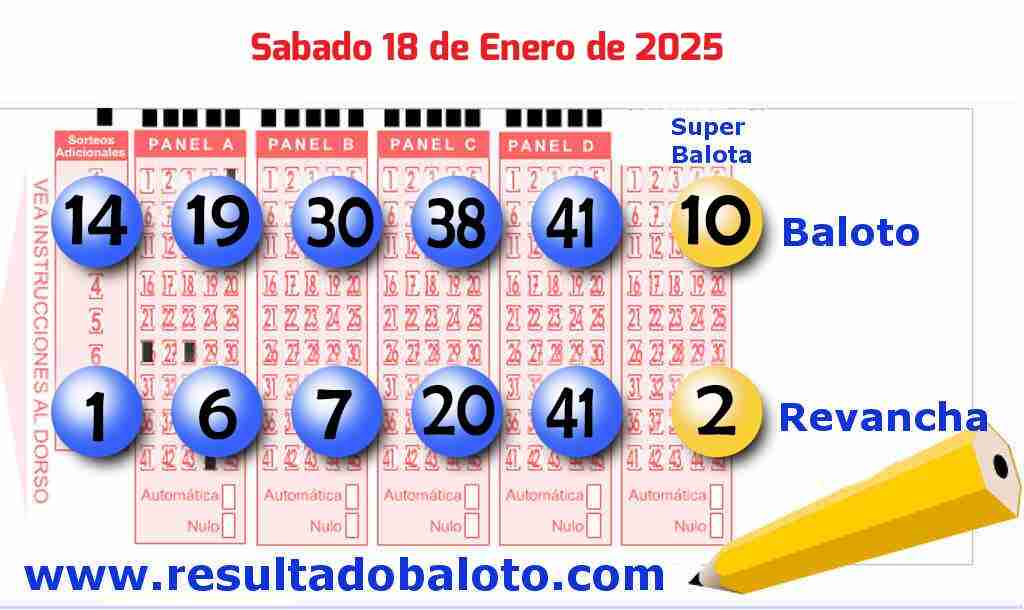 Baloto del Sábado 18 de Enero de 2025