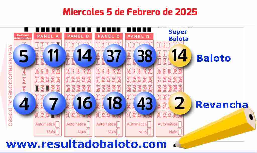 Baloto del Miércoles 5 de Febrero de 2025