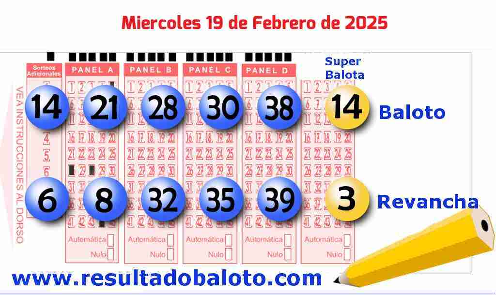 Baloto del Miércoles 19 de Febrero de 2025