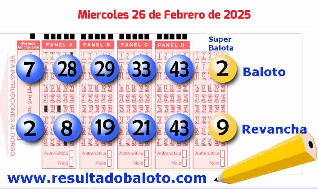 Baloto del Miércoles 26 de Febrero de 2025