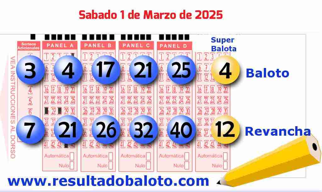 Baloto del Sábado 1 de Marzo de 2025